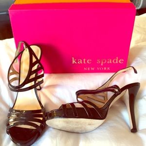 Kate Spade size 9 Raven Black Patent strappy heels